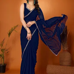 FABMORA Embellished Sequinned Pure Georgette Saree-picture-32