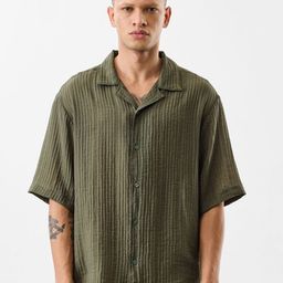 Snitch Men Oversized Fit Textured Cuban Collar Casual Shirt-image-16