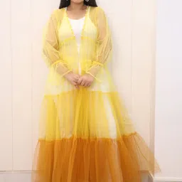 Swadeshi Shringaar Colourblocked Beaded Longline Open Front Shrug-44