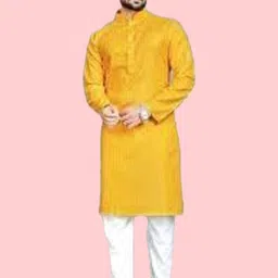 ANUJ FASHION Men Yellow Mandarin Collar Kurta-picture-25