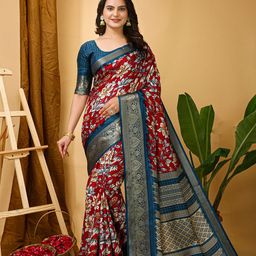HI FI NX Floral Silk Cotton Banarasi Saree-image-53