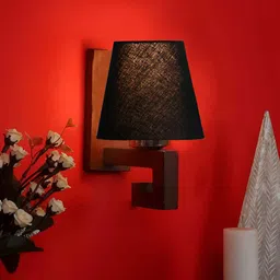 Devansh Black Wood Traditional Frustum Shaped Wall Lamp-image-14
