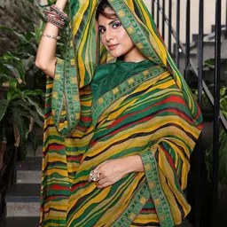 KALINI Leheriya Embroidered Pure Georgette Leheriya Saree-image-91