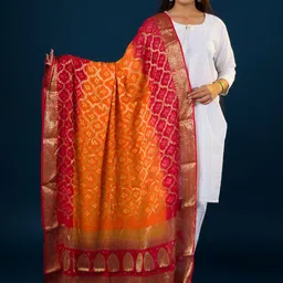 KCPC BANDHANI Printed Pure Georgette Banarasi Dupatta With Zari-26