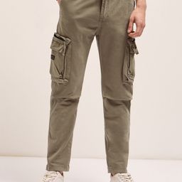 THE BEAR HOUSE Men Cotton Slim Fit Cargos Trousers-image-32
