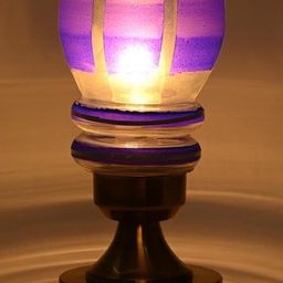 SOMIL Blue Printed Glass Bell Shaped Table Lamp-image-85