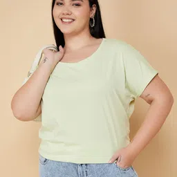 max Women Plus Size Solid Round Neck T-shirt-picture-8