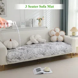 HOKIPO Grey & White Abstract Printed Waterproof 3 Seater Sofa Cover-25