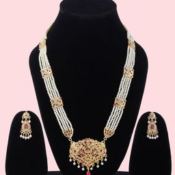 RHOSYN Gold-Plated Stone-Studded & Beaded Jewellery Set-19