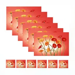 REVEXO 6Pc Red & Yellow Printed Rectangle Costers & Table Placemats image 5