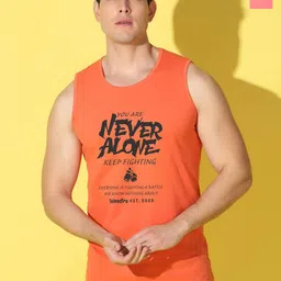 WOOSTRO Pack Of 2 Printed Combed Cotton Gym Vests -VWS26(ALONE ORANGE)(98 PEACH)-image-39