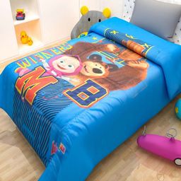 Athom Living Blue & Brown Cartoon Characters 350 GSM Single Bed Blanket-image-27