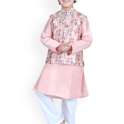 itsmycostume Boys Floral Regular Pure Cotton Kurta with Trousers-image-41