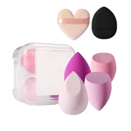 Facejewel Set Of 4 Blender Sponge, Soft Egg Shaped Blending Puff With Finger & Heart Puff-3
