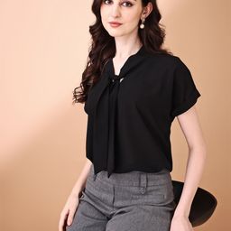 Kinjo Women Solid Tie-Up Neck Top-image-88