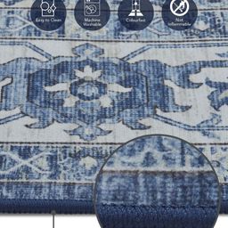 OBSESSIONS Blue & Cream-Color Printed Rectangular Bedside Runners image 2