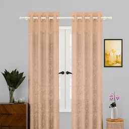 Kuber Industries Gold-Toned 2 Pieces Self Design Cotton Long Door Curtains-image-39