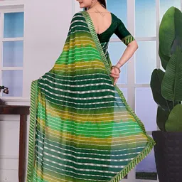 KANOODA Striped Zari Pure Georgette Bandhani Saree-picture-6