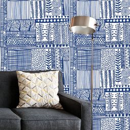 ArtzFolio Printed UV-Resistant Anti-Bacterial Blue White Doodle Peel & Stick Wallpaper-image-67