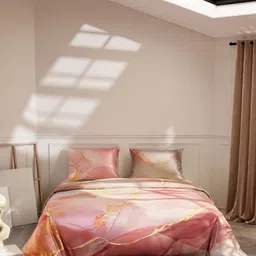 Stoa Paris Peach-Coloured & Gold-Toned Satin King Regular Bedding Set-38