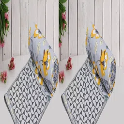 Myntra Elegant Homes Grey & Yellow Set of 2 Floral Microfiber Summer 150 GSM Single Bed Dohar-13
