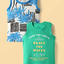 Honeyhap Boys Pack of 2 Printed Pure Cotton Sleeveless Tank T-shirt-picture-35