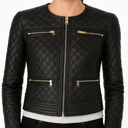 NOORA Women Geometric Leather Leather Jacket-picture-18