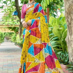 LeeliPeeri Designer Abstract Bagru Printed Pure Cotton Saree-9