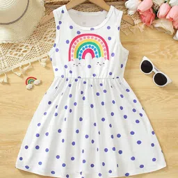 BAESD SHEEEN142 Girls Polka Dot Printed Sleeveless Fit & Flare Dress-image-54