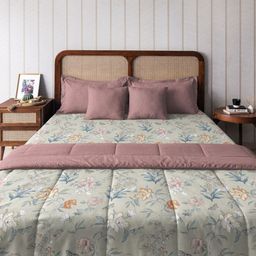 The Happy Pod Floral Microfiber Queen Bedding Set - Comforter Bedsheet &2 Pillow Covers-40