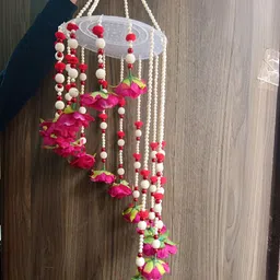 Sellplus Jhoomer White & Red Textured Floral Wall Hangings-picture-1