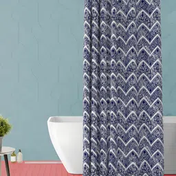ArtzFolio Blue & White Printed Waterproof Shower Curtain-15