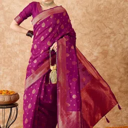 MANVAA Woven Design Zari Silk Blend Banarasi Saree-image-43