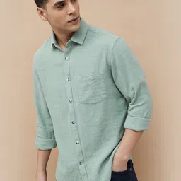 CODE by Lifestyle Men Cutaway Collar Solid Cotton Casual Shirt-image-64