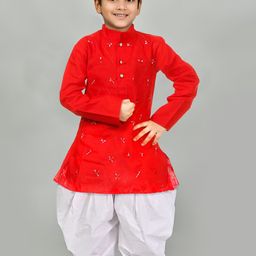 Cae Boys Embroidered Regular Kurta with Patiala-33