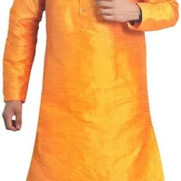 House of Aqss Mandarin Collar Dupion Silk Straight Kurta With Trousers-image-93