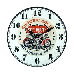 eazy wagon Retro Red & White Printed Round Shaped Wall Clock image 2