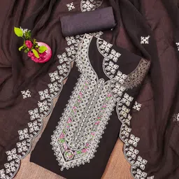 MANVAA Embellished Silk Georgette Unstitched Dress Material-image-73