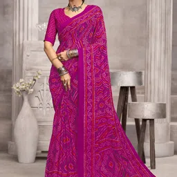 LeeliPeeri Designer Bandhani Poly Chiffon Designer Bandhani Saree-image-99