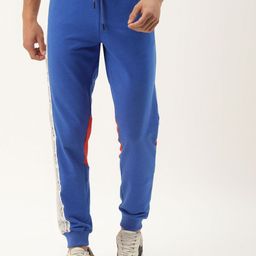 AMSWAN Men Colourblocked Cotton Mid-Rise Joggers-image-37