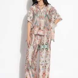 SHOWOFF Printed Shirt Collar Shirt With Palazzo Co-Ords-image-55