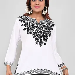 BLUE KART Women Embroidered Chikankari Kurti-image-91