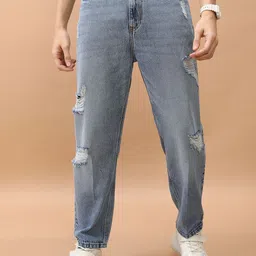 HIGHLANDER Men Relaxed Fit Highly Distressed Light Fade Jeans-picture-46