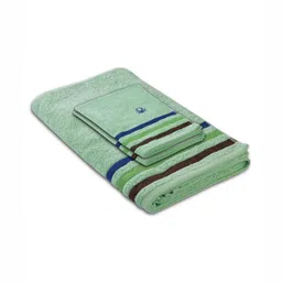 United Colors of Benetton Green & Brown 3 Pieces Striped Pure Cotton 450 GSM Towel Set-picture-35