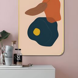 Livin'luxe Orange Colored & Blue Abstract Shapes Printed Wall Art-picture-31