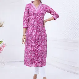Jevi Prints Women Ethnic Motifs Printed Cotton Kurta-picture-35