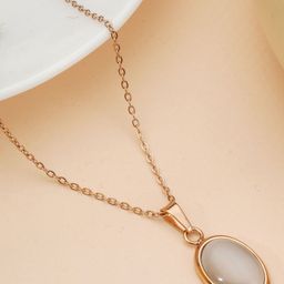 Bishty Fashion Gold-Plated Oval Pendants with Chains-55