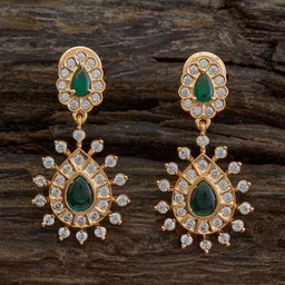Kushal's Fashion Jewellery Gold Plated Cubic Zirconia Studded Drop Earrings-image-65