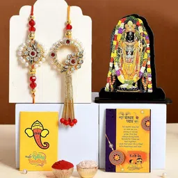 CraftVatika 5-Pcs Rakhi With Showpiece &Tilak With GreetingCard-2