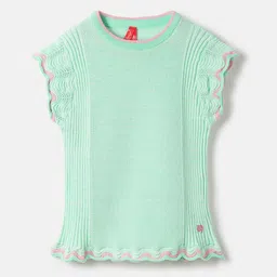 Blue Giraffe Girls Textured Round Neck Cotton Top-image-15